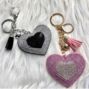 PINK- Diamond Hearts Keychain